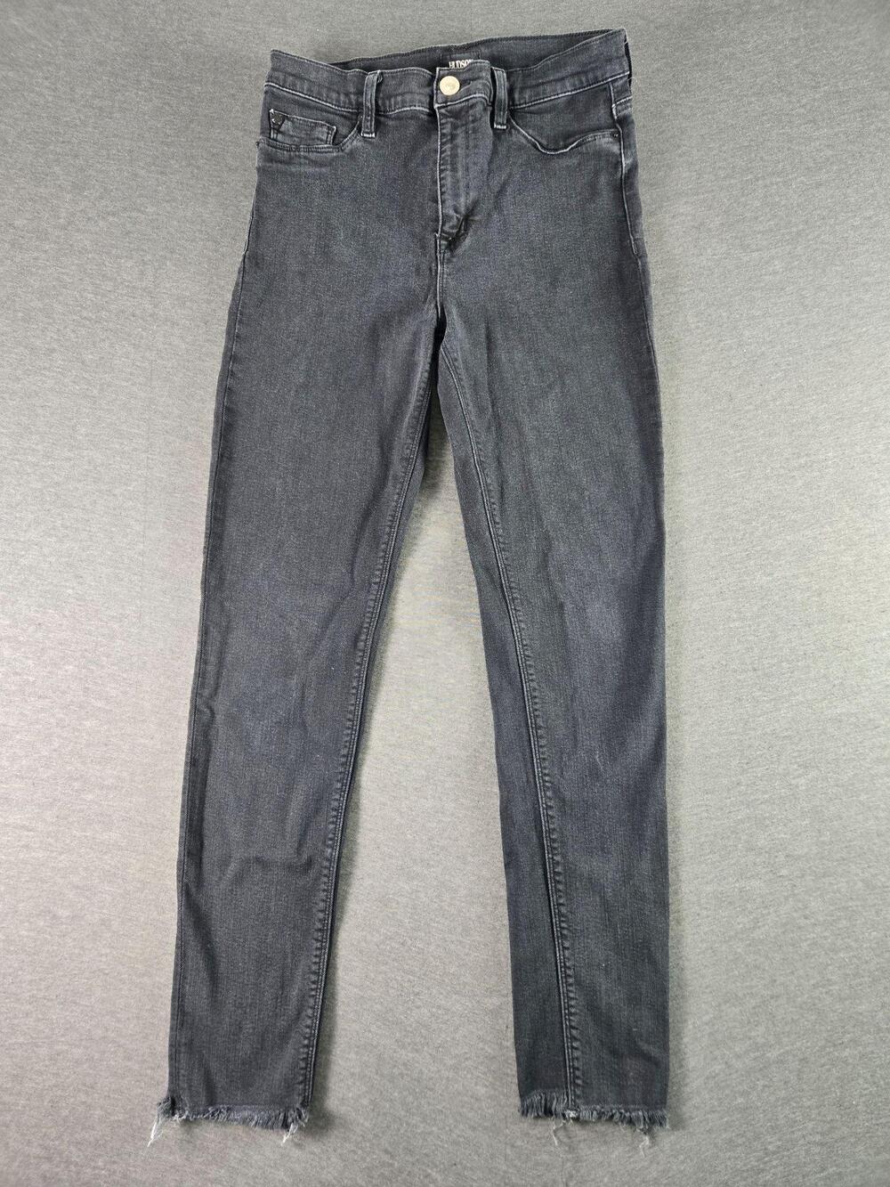 Hudson Jeans Womens 29 Black Skinny Charcoal Wash Raw Hem Stretch Denim Pants